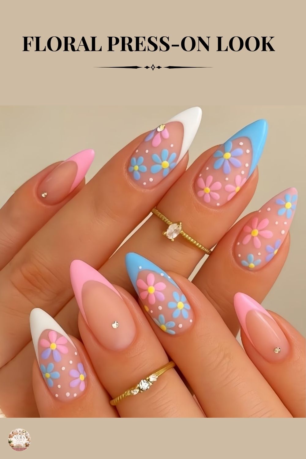 Floral press-on look