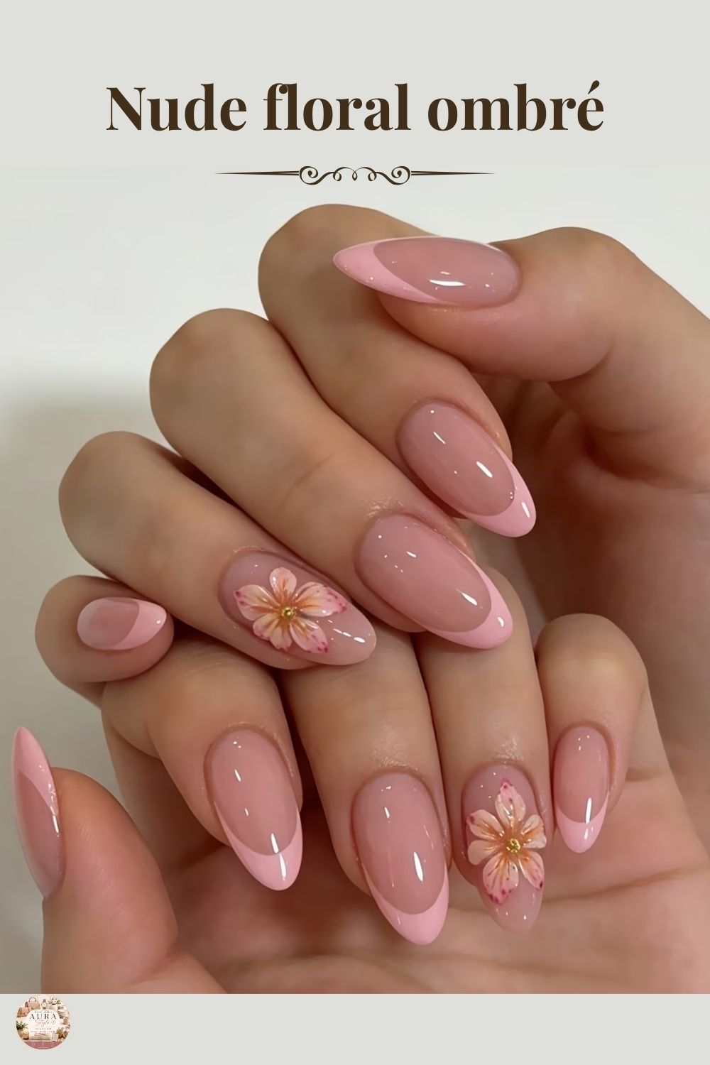 Nude floral ombré
