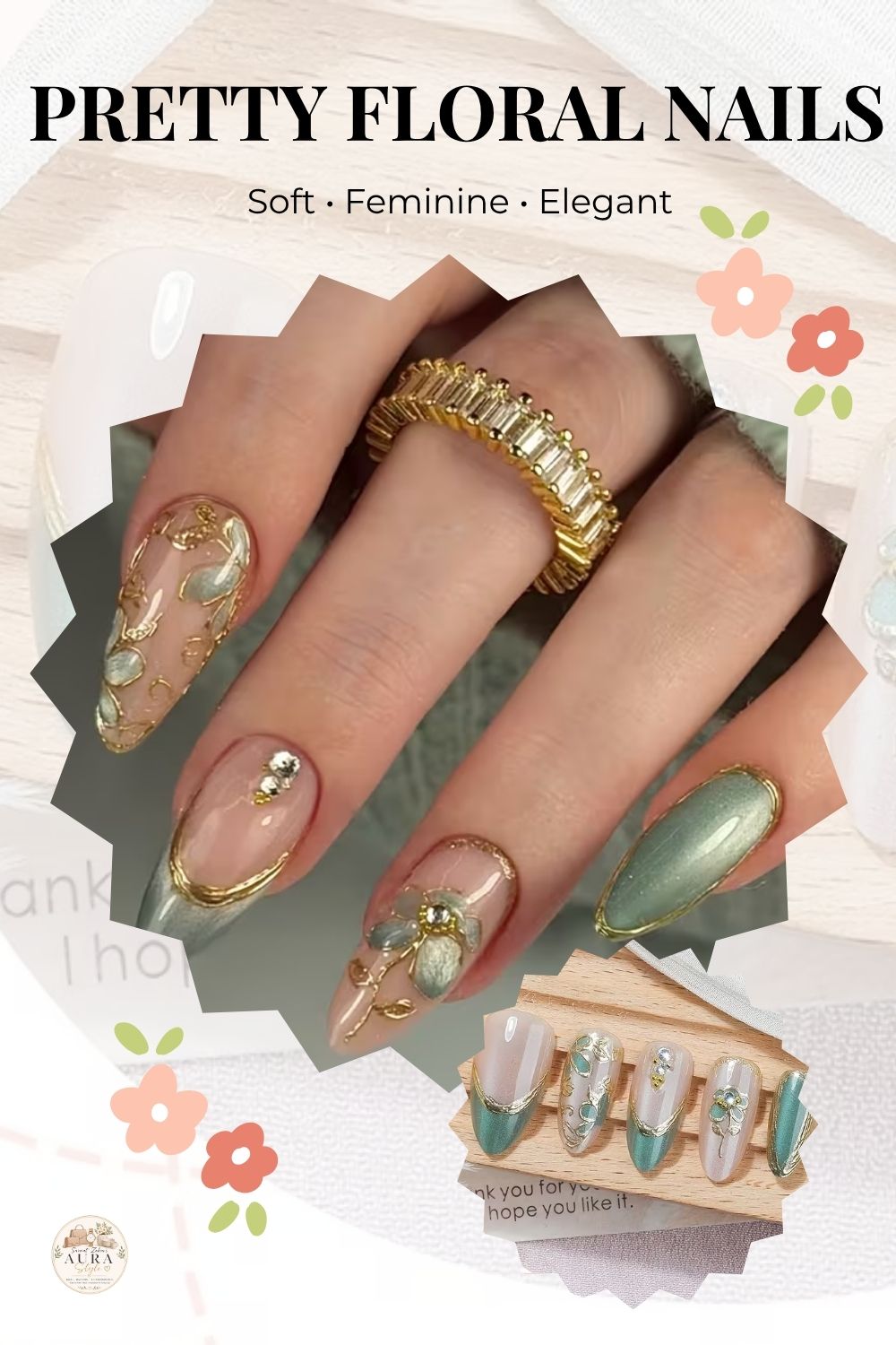 Pretty floral nail design